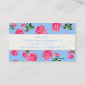 Rosa Rosen auf blauen Blumenkarten Visitenkarte (Rückseite)