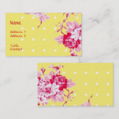 Rosa Rosen auf der gelben Visitenkarte (Vorne/Hinten)