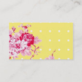 Rosa Rosen auf der gelben Visitenkarte (Rückseite)