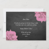 Rosa Rosen auf der Tafel glücklicher Muttertag Einladung (Rückseite)