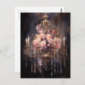 Rosa Rosen auf einem Kronleuchter Postkarte (Vorne/Hinten)