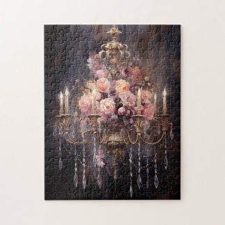 Rosa Rosen auf einem Kronleuchter Puzzle