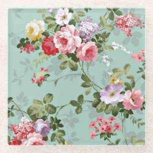 Rosa Rosen auf Minz-Vintage-Glasuntersetzer Glasuntersetzer