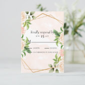 Rosa Rosen auf Rahmen RSVP Karte (Stehend Vorderseite)