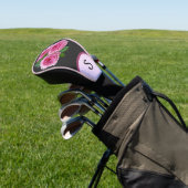 Rosa Rosen auf Schwarz-Floral Monogram Lady Golf Headcover (In SItu)