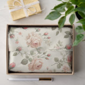 Rosa Rosen auf Vintagem Tissue-Creme Seidenpapier (Geschenk)