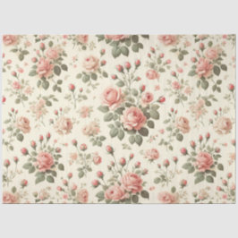 Rosa Rosen auf Vintagem Tissue-Creme Seidenpapier