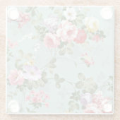 Rosa Rosen auf Vintagen Untersetzer aus Minze (Rückseite)