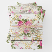 Rosa Rosen auf weißer Tafel Geschenkpapier Set (Beispiel)