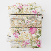 Rosa Rosen auf weißer Tafel Geschenkpapier Set (Beispiel)