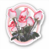 Rosa Rosen Aufkleber (Vorderseite)