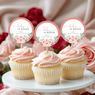Rosa Rosen-Babys-in-Bloom- Shower Runder Aufkleber