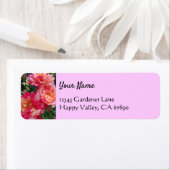 Rosa Rosen bearbeitbare Rücksendeadressen-Aufklebe (Insitu)