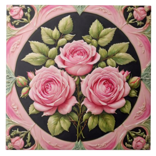 Rosa Rosen Beliebte schöne Sammlung Fliese (Vorderseite)