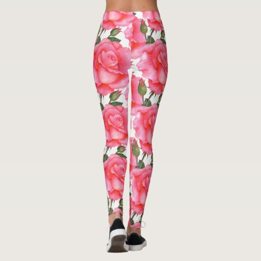 Rosa Rosen Bläserei Leggings (Rückseite)