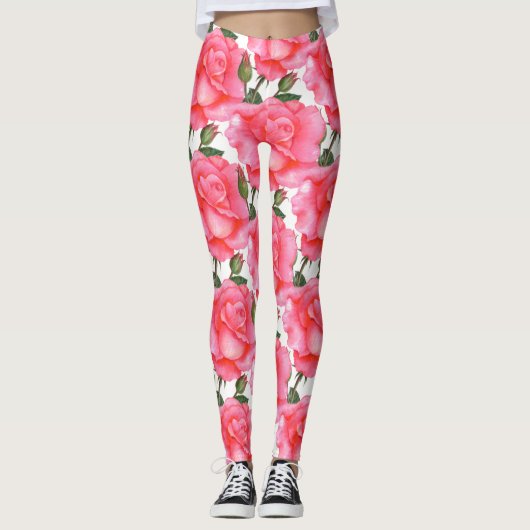 Rosa Rosen Bläserei Leggings (Vorderseite)