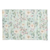 Rosa Rosen Blau Weiße Streifen Kissenbezug (Vorderseite-Links)