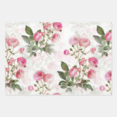 Rosa Rosen, blühend, Papier Set aus 3 Blättern (Vorderseite 3)