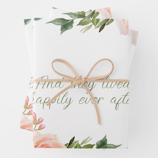 Rosa Rosen Blume Geschenkpapier Set (Beispiel)