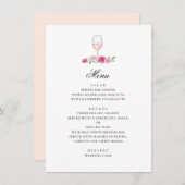 Rosa Rosen. Blume und Wein rot. Blumenhochzeit Menükarte (Vorne/Hinten)