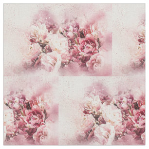 Rosa Rosen Blumen-Aquarell-Nähmuster-Stoff Stoff