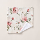 Rosa Rosen Blumen  Badhandtuch Set (Waschlappen)