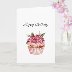 Rosa Rosen Blumen Cupcakes Geburtstag Karte