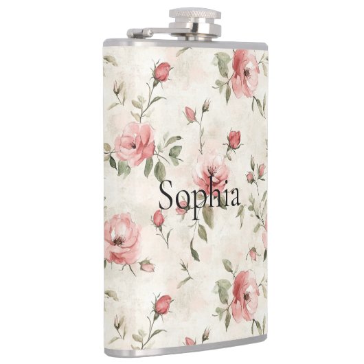 Rosa Rosen Blumen  Flachmann (Rechts)