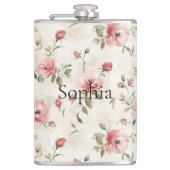 Rosa Rosen Blumen  Flachmann (Vorderseite)