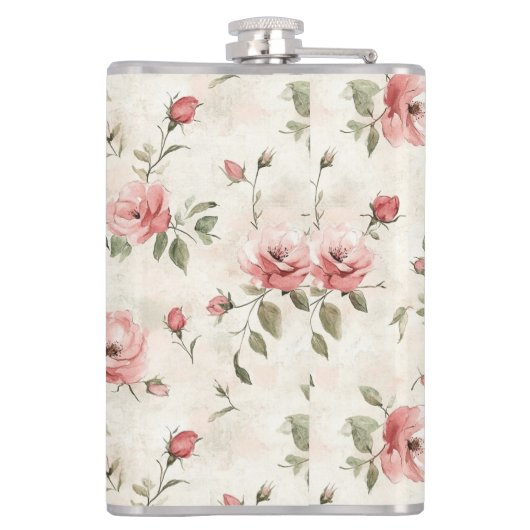 Rosa Rosen Blumen  Flachmann (Rückseite)