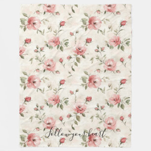 Rosa Rosen Blumen Fleecedecke
