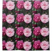 Rosa-Rosen-Blumen-Florale-Duschvorhang Duschvorhang (Vorderseite)