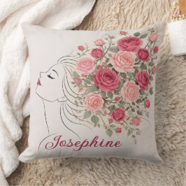 Rosa Rosen Blumen Haar Frau Elegant Kissen