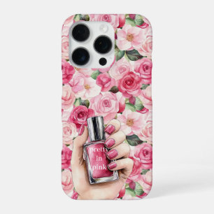 Rosa Rosen Blumen Hand Nagellack iPhone 16 Pro Hülle
