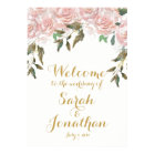 Rosa Rosen Blumen Hochzeit Willkommensschild Weiß