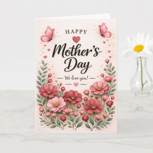 Rosa Rosen Blumen Muttertags-Karte Karte (Kleine Pflanze)