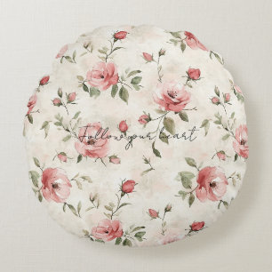Rosa Rosen Blumen Rundes Kissen