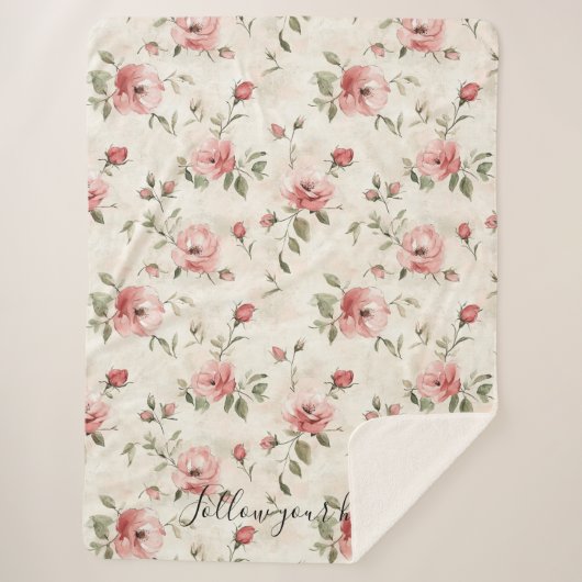 Rosa Rosen Blumen Sherpadecke (Vorderseite)
