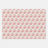 Rosa Rosen Blumen und Grün Geschenkpapier Set (Vorderseite 2)