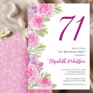 Rosa Rosen Blumen Vorlage 71. Geburtstag