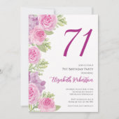 Rosa Rosen Blumen Vorlage 71. Geburtstag (Vorderseite)