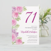 Rosa Rosen Blumen Vorlage 71. Geburtstag (Stehend Vorderseite)