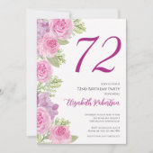 Rosa Rosen Blumen Vorlage 72. Geburtstag (Vorderseite)