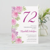 Rosa Rosen Blumen Vorlage 72. Geburtstag (Stehend Vorderseite)
