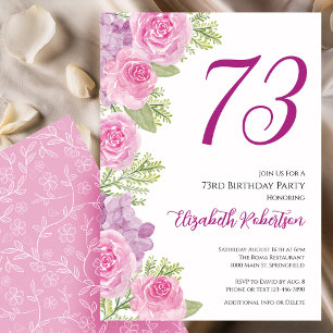 Rosa Rosen Blumen Vorlage 73. Geburtstag