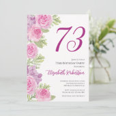 Rosa Rosen Blumen Vorlage 73. Geburtstag (Stehend Vorderseite)