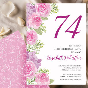 Rosa Rosen Blumen Vorlage 74. Geburtstag