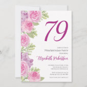 Rosa Rosen Blumen Vorlage 79. Geburtstag (Vorderseite)