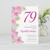 Rosa Rosen Blumen Vorlage 79. Geburtstag (Stehend Vorderseite)