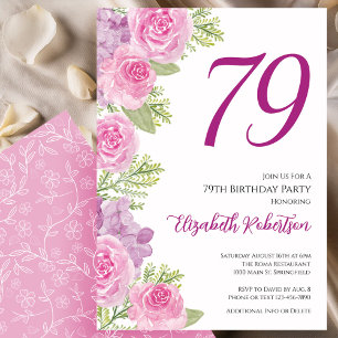 Rosa Rosen Blumen Vorlage 79. Geburtstag